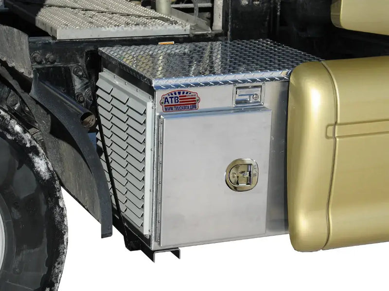 ATB aluminum Generator Storage Box Top Open mounted on truck