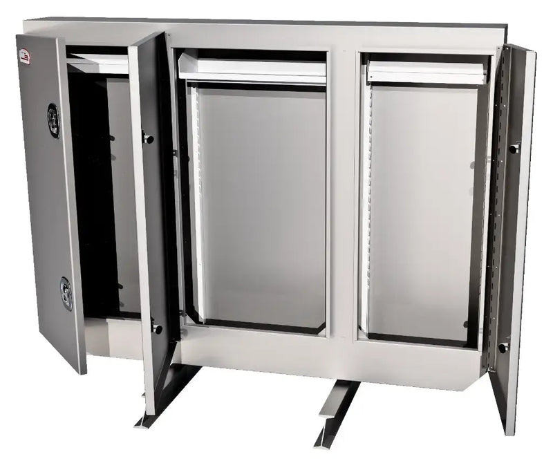 ATB Enclosed Headache Rack smooth aluminum opened doors