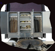 ATB Enclosed Headache Rack smooth aluminum on truck with open doors