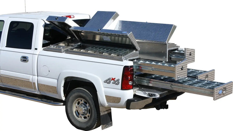 ATB Truck Bed Slide Out Double Drawer Storage Box mounted on truck bed