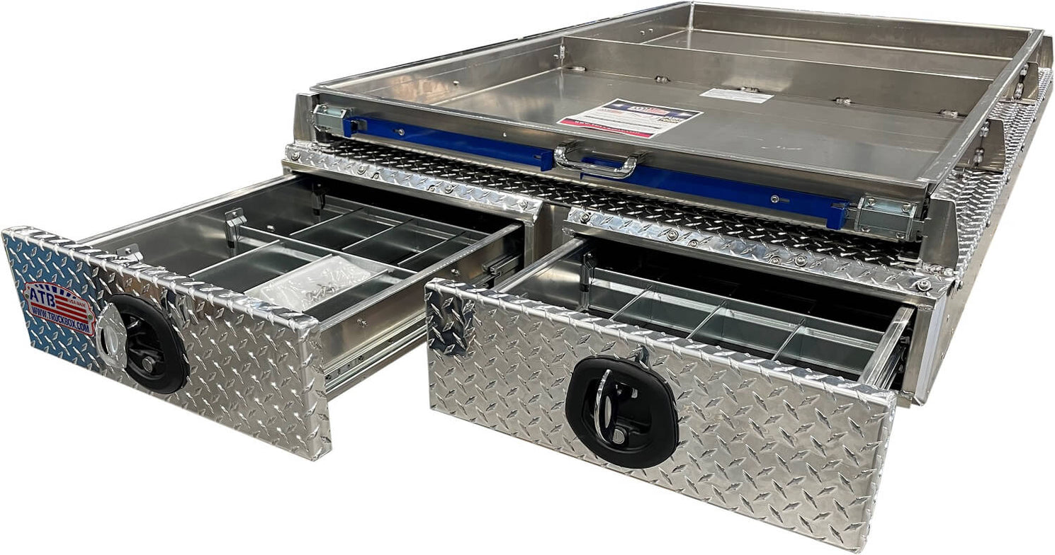 Double Draw Storage Rack ATB Truck Bed Slide Out Double Drawer Storage Box — Tank Retailer