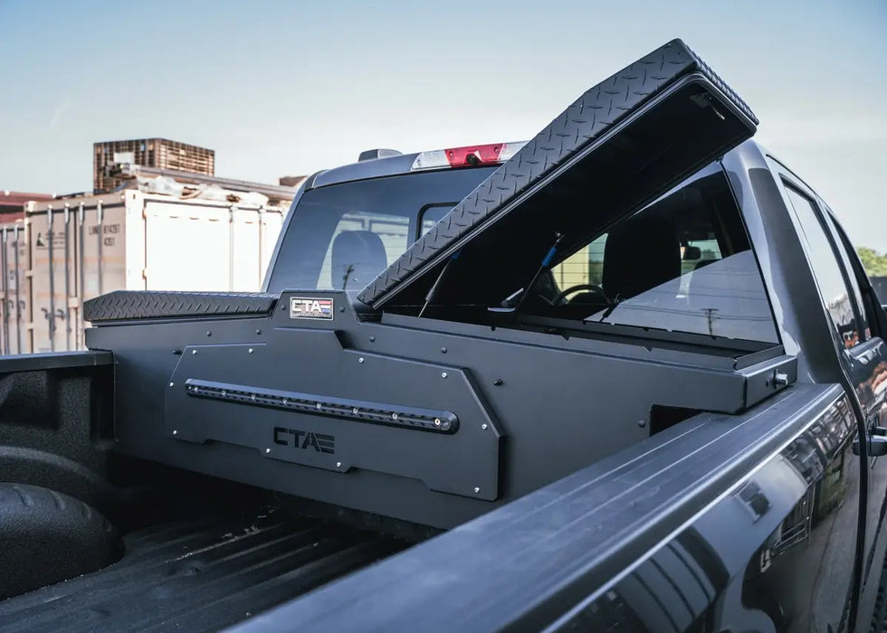 Chandler Adapt Toolbox Gullwing open lid on back of truck