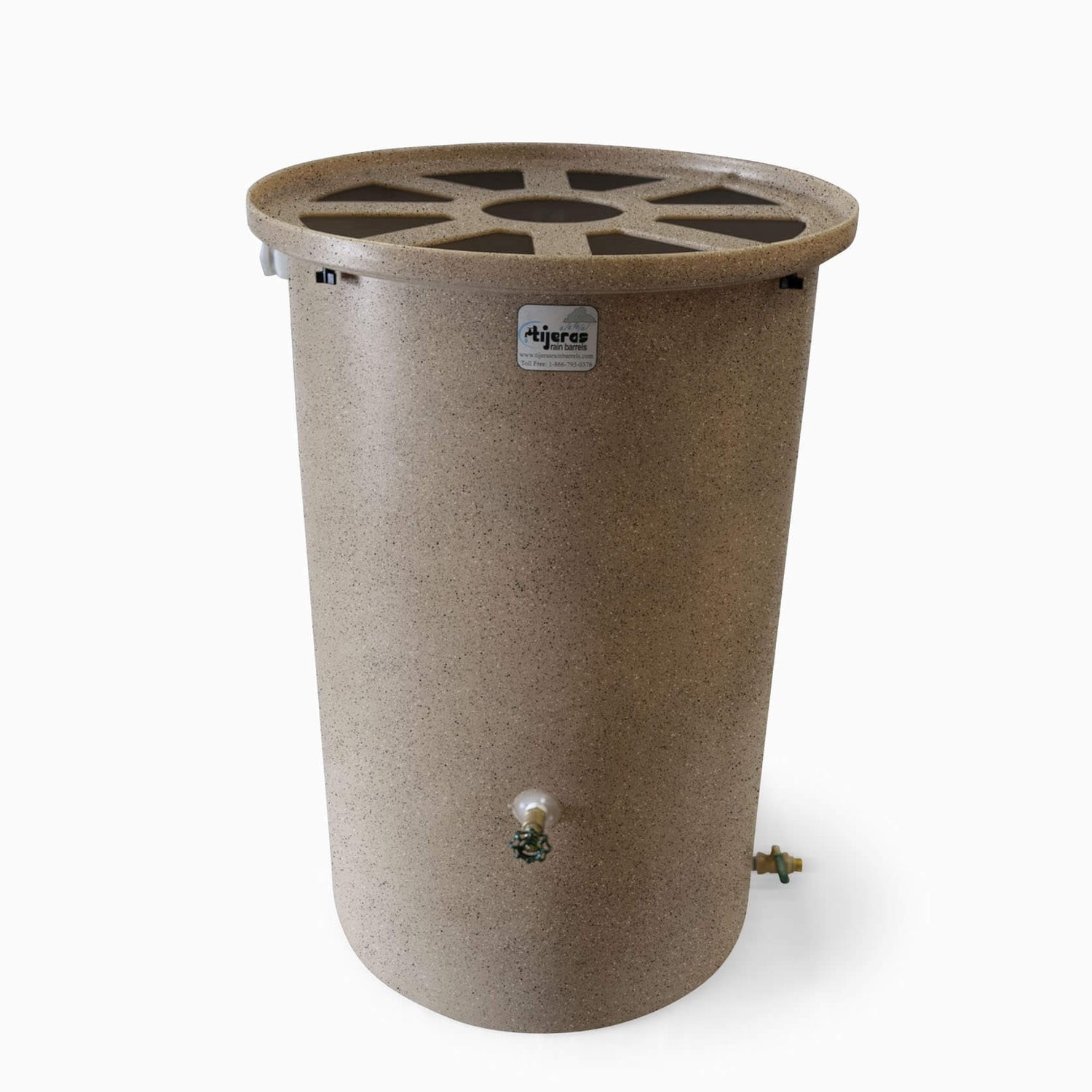 Tijeras Aqua Fria Rain Barrel with pie shaped holes