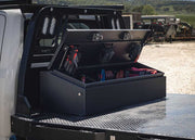Chandler Crossbody Wedge Adapt Toolbox open mounted on flatbed
