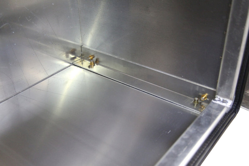 Chandler Aluminum Underbody Toolbox Barn Door closeup of inside wall