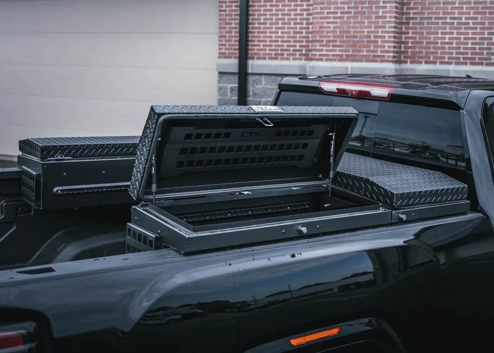 Chandler Adapt Lo-Side Toolbox with open lid in truck bed