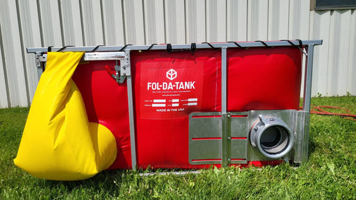 Fol-Da-Tank Portable Folding Frame Water Tank red in yard