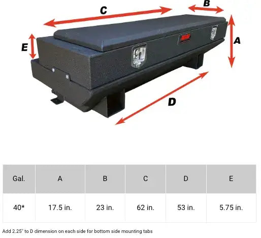 Fuelbox FTC44T under tonneau fuel tank toolbox combo dimensions