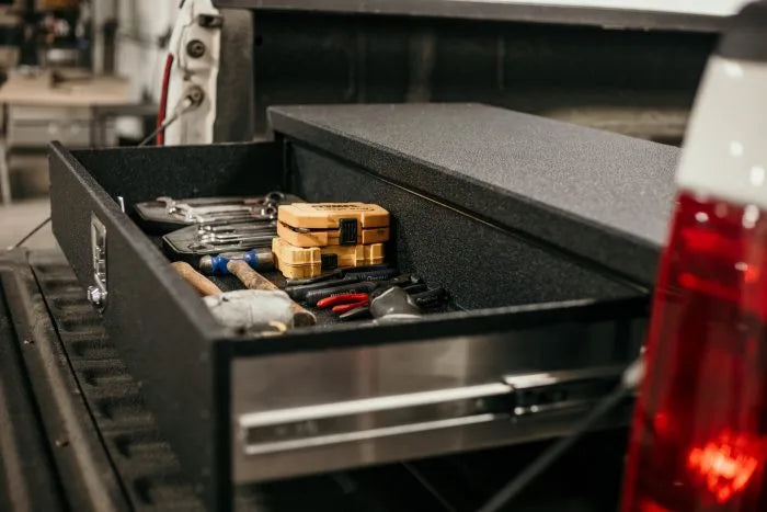 Fuelbox Tailgate Tool Box opened drawer