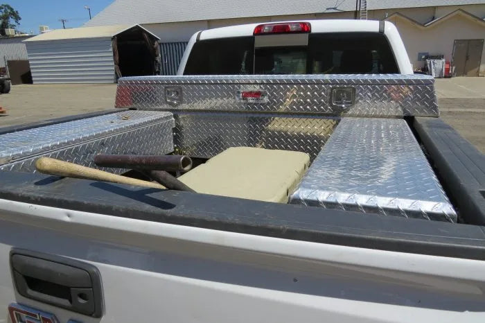 Fuelbox Wheel Well Toolbox diamond plate in truck bed