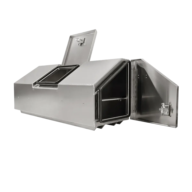 Iconic behind cab tool box side opened doors