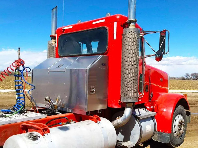 Iconic behind cab tool box on semi truck