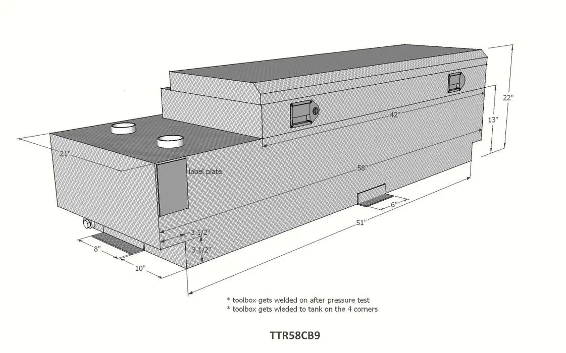 Transfer Tank Toolbox Combo 58 gallon spec sheet