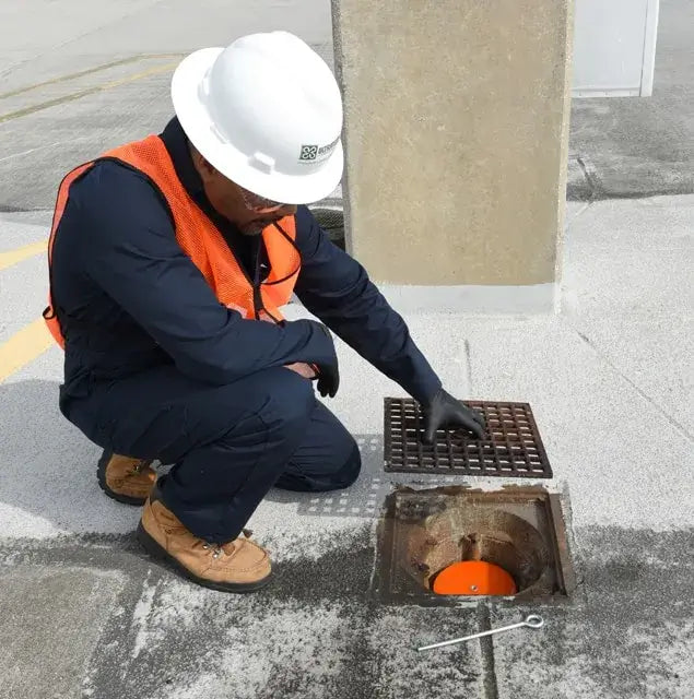 Ultra Drain Plug placed in drain