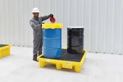 Ultra Drum Spill Pallet Standard Model P4 with liquid poured into drum