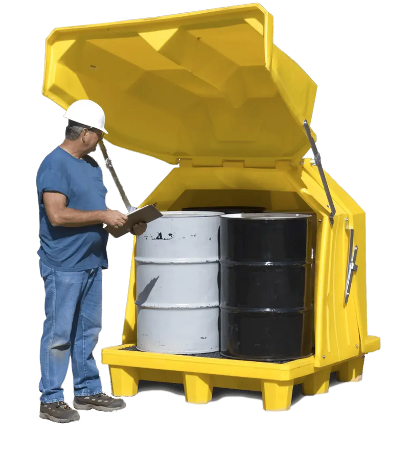 Ultra Hard Top Spill Pallet P2 Gullwing with drums