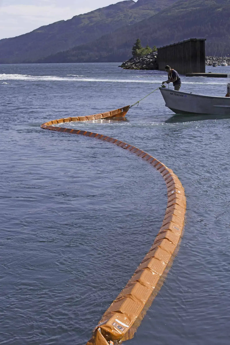 Ultra Oil Boom Rapid Model being deployed in water