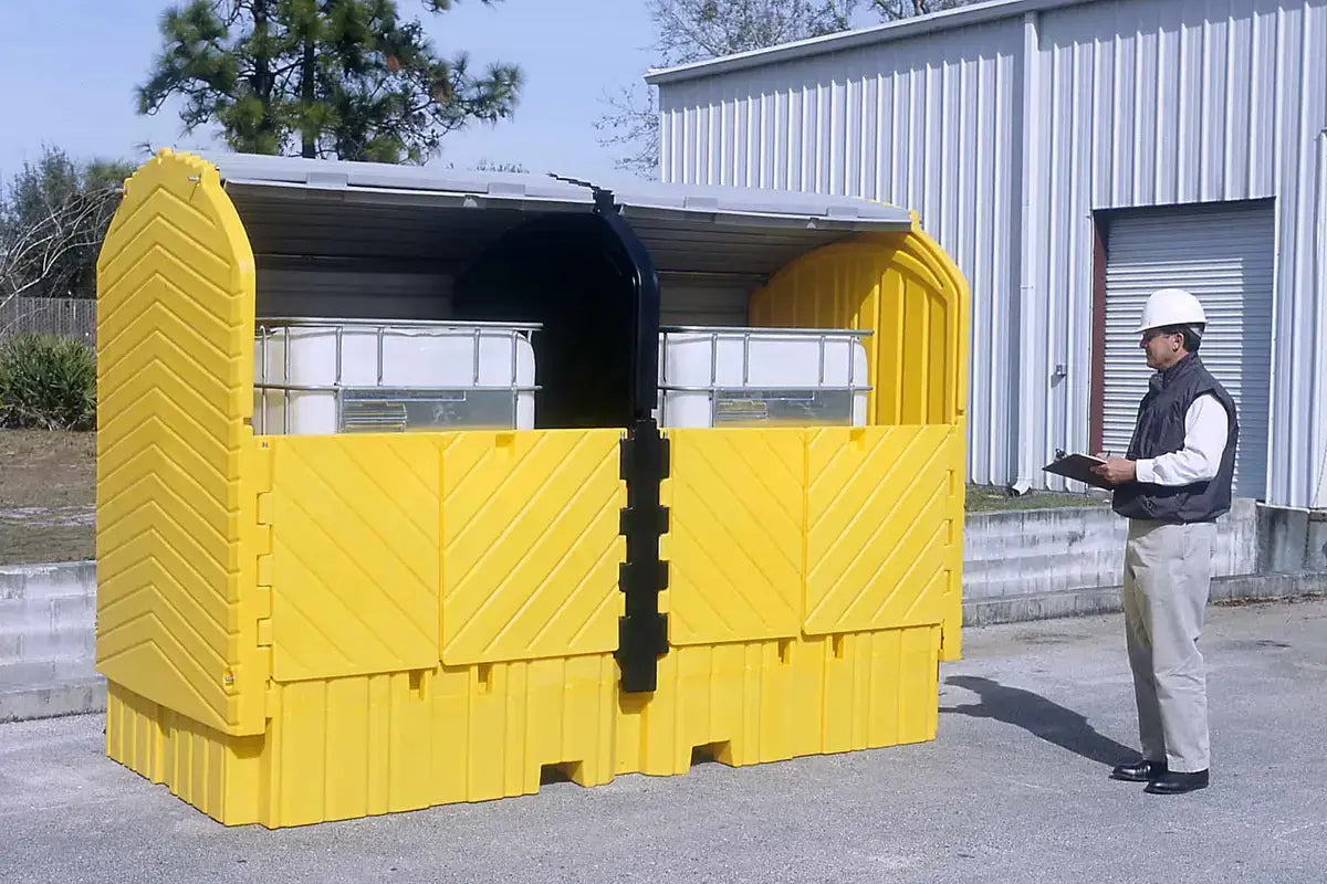 Ultratech IBC Spill Containment Pallet Hard Top Twin Opened Doors