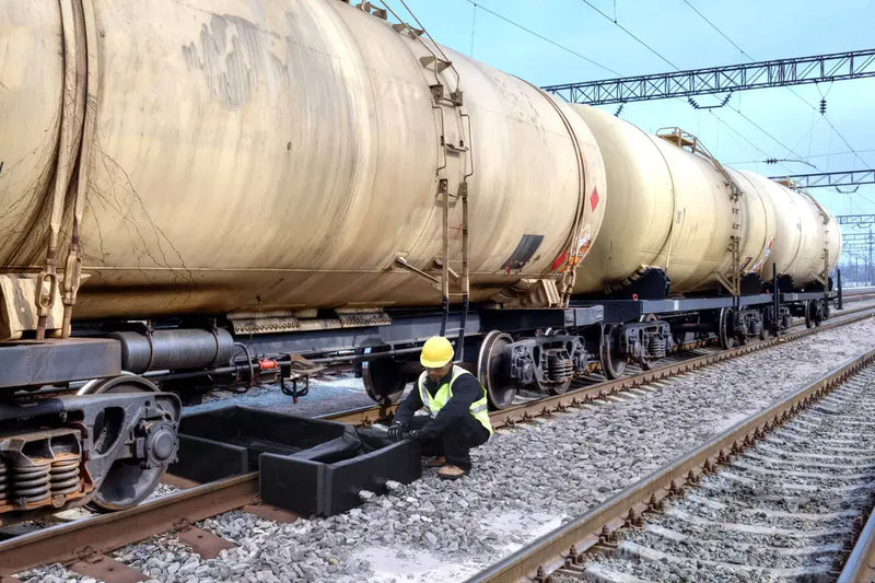 Ultratech Railcar Track Berm setup under railcars