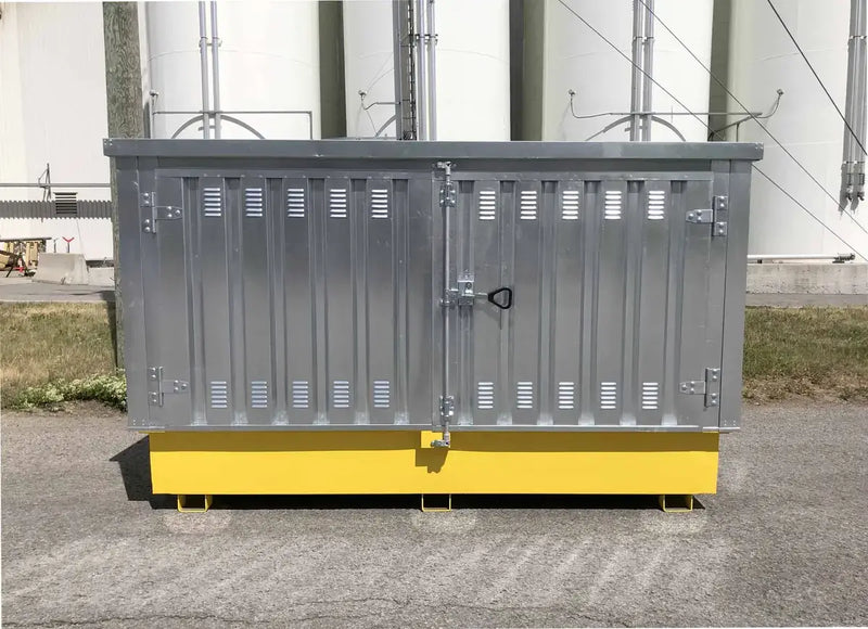 Steel IBC Spill Containment Pallet Hard Top Twin Closed Doors