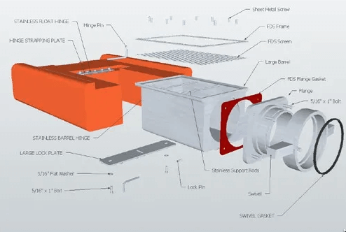 Fol-Da-Tank Self-Leveling Polyethylene Float Dock Strainer diagram