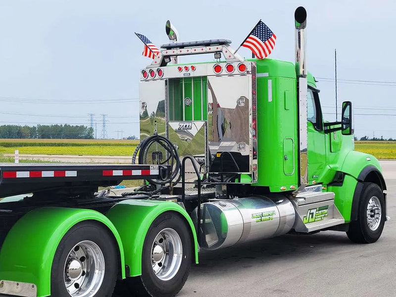 Iconic Angled Stainless Steel Headache Rack green truck