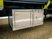 Iconic Cam Lock Underbody Checkerplate tool box on semi truck