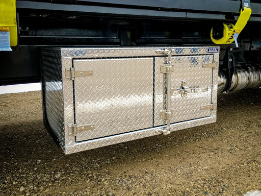 Iconic Cam Lock Underbody Checkerplate tool box on semi truck