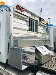 Iconic Flat Headache Rack on semi truck close up