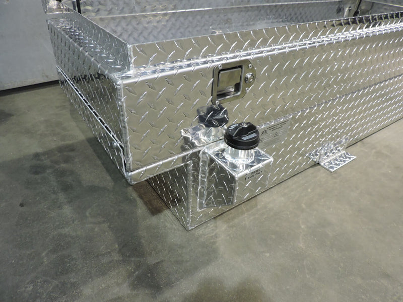 ATTA Diesel Auxiliary Tank Toolbox Combo Dodge ECO 1500 closeup fill neck