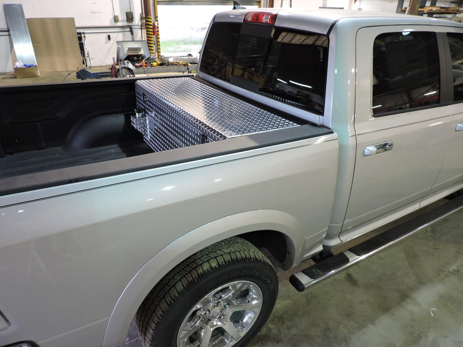 ATTA Diesel Auxiliary Tank Toolbox Combo Dodge ECO 1500 in truck from right side