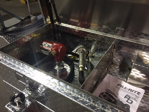 ATTA DOT Approved Transfer Tank Toolbox 45 gallon closeup transfer pump